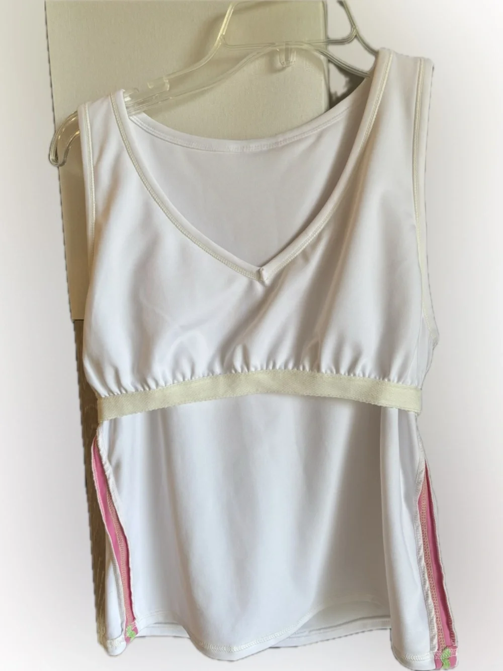 Lilly Pulitzer White Sleeveless Tank Top Pink Palm Logo Size L - Picture 3 of 7
